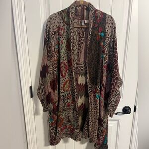 #8572. Anu Women's Floral/Animal Print Open Embroidered Wool Cardigan. Size XL